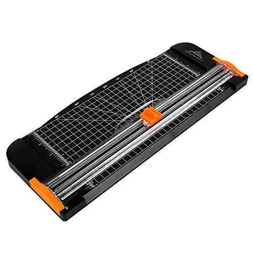 Jielisi – Taglierina da 12 pollici per carta A4 con funzione di sicurezza automatica per protezione durante il taglio, Colore Nero 909-5 - 2