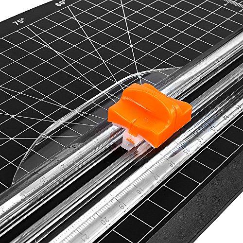 Jielisi – Taglierina da 12 pollici per carta A4 con funzione di sicurezza automatica per protezione durante il taglio, Colore Nero 909-5 - 6