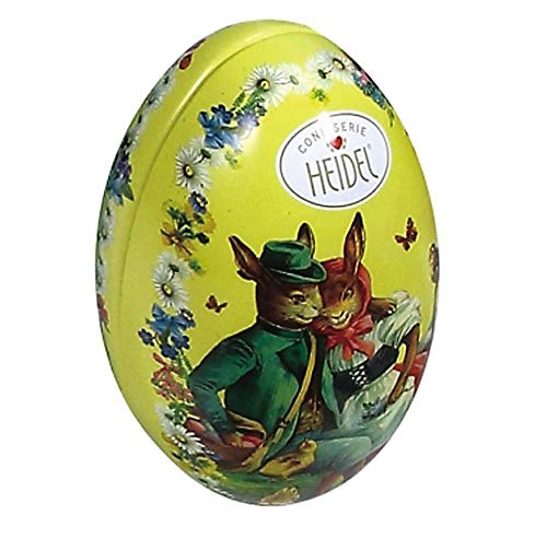 Heidel Confiserie Latta in Metallo a Forma di Uovo di Pasqua con Cioccolatini al Latte Ripieni con Crema Pralinata e Cereali Croccanti – 2 x 103 Gram - 2