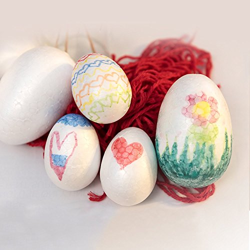 Confezione da 50 pezzi – Grande assortimento di uova di Pasqua in polistirolo – Varietà di formati – Regalo pasquale ideale per i bambini per tagliare, modellare e dipingere, decorazione - 3