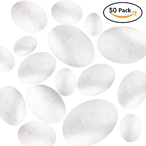 Confezione da 50 pezzi – Grande assortimento di uova di Pasqua in polistirolo – Varietà di formati – Regalo pasquale ideale per i bambini per tagliare, modellare e dipingere, decorazione - 4