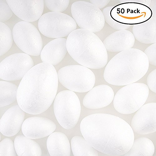 Confezione da 50 pezzi – Grande assortimento di uova di Pasqua in polistirolo – Varietà di formati – Regalo pasquale ideale per i bambini per tagliare, modellare e dipingere, decorazione - 5
