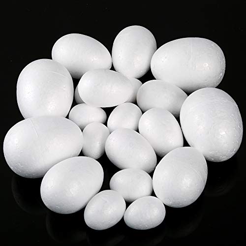 Pllieay – Confezione da 20 uova di polistirolo per uova di Pasqua, 5 misure, colore: bianco - 2