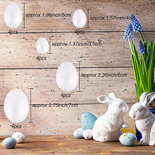 Pllieay – Confezione da 20 uova di polistirolo per uova di Pasqua, 5 misure, colore: bianco - 3