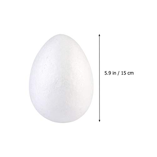 Amosfun Uova di polistirolo 15cm Palline di polistirolo Decorazioni Pasqua Uova Giocattolo per Bambini 10 Pezzi (Bianco, 15cm) - 3