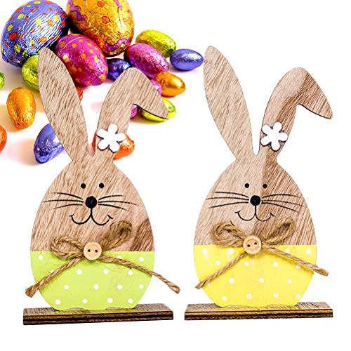 BESTOYARD Coniglio di Pasqua in Legno Ornamento Coniglietti Artigianato Legno 2pcs - 2