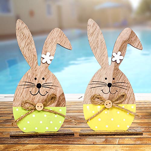 BESTOYARD Coniglio di Pasqua in Legno Ornamento Coniglietti Artigianato Legno 2pcs - 5