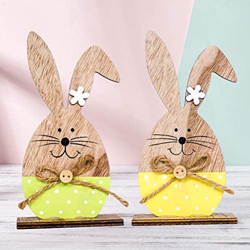 BESTOYARD Coniglio di Pasqua in Legno Ornamento Coniglietti Artigianato Legno 2pcs - 9