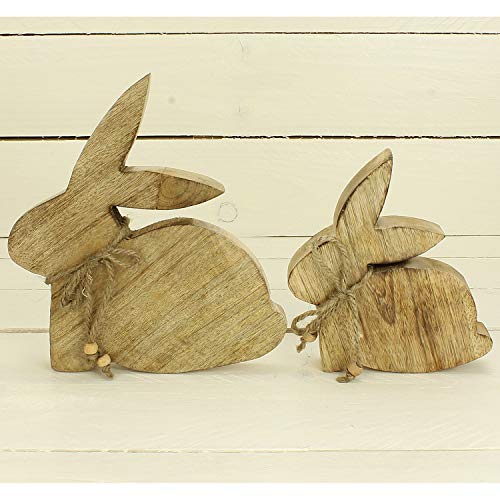 MACOSA GW1002355 – Decorazione in Legno a Forma di Coniglietto Pasquale, Set da 2 Pezzi, in Legno di Mango - 4