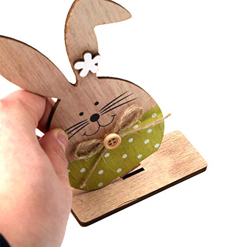 Festnight Tag da Tavolo Legno Coniglietto Ornamenti Tavolo Etichette Stand Tabelle Segnaposto Cibo Forniture Nastro Dell’uovo Pasqua Artigianato Legno per Decorazioni Casa Matrimonio Pasqua - 2