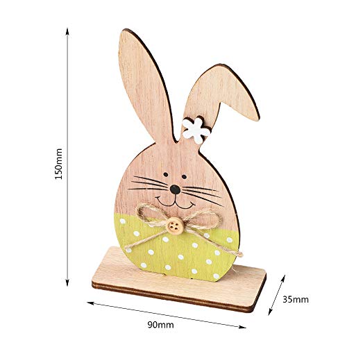 Festnight Tag da Tavolo Legno Coniglietto Ornamenti Tavolo Etichette Stand Tabelle Segnaposto Cibo Forniture Nastro Dell’uovo Pasqua Artigianato Legno per Decorazioni Casa Matrimonio Pasqua - 3