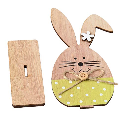 Festnight Tag da Tavolo Legno Coniglietto Ornamenti Tavolo Etichette Stand Tabelle Segnaposto Cibo Forniture Nastro Dell’uovo Pasqua Artigianato Legno per Decorazioni Casa Matrimonio Pasqua - 6