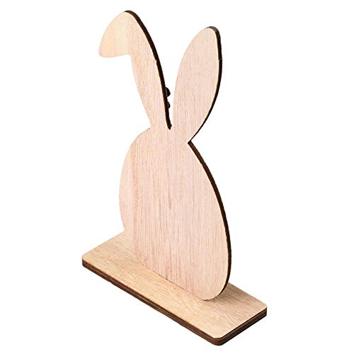 Festnight Tag da Tavolo Legno Coniglietto Ornamenti Tavolo Etichette Stand Tabelle Segnaposto Cibo Forniture Nastro Dell’uovo Pasqua Artigianato Legno per Decorazioni Casa Matrimonio Pasqua - 8