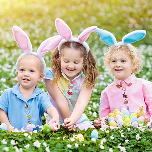 Yaomiao 200 Pezzi Bottoni di Pasqua in Legno Pasquali Coniglietto Uovo Bottoni per la Decorazione di Pasqua e Progetti Fai da Te, Multi-Colore - 6