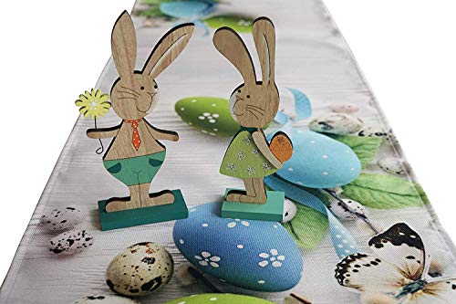 khevga Decorazione pasquale in legno – Coniglio decorativo in confezione da 2 - 6