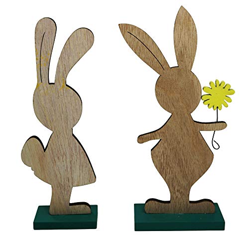 khevga Decorazione pasquale in legno – Coniglio decorativo in confezione da 2 - 7