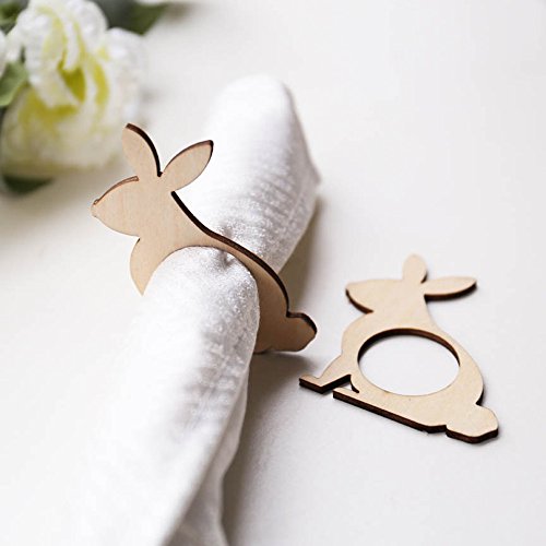 15PCS legno Pasqua coniglietto portatovaglioli, Pasqua party Decor, taglio laser, segnaposto, coniglio portatovagliolo, Pasqua Table Decor - 2