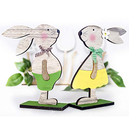 BESTOYARD Coniglio di Pasqua in Legno Ornamento Coniglietti Artigianato 2pcs - 2