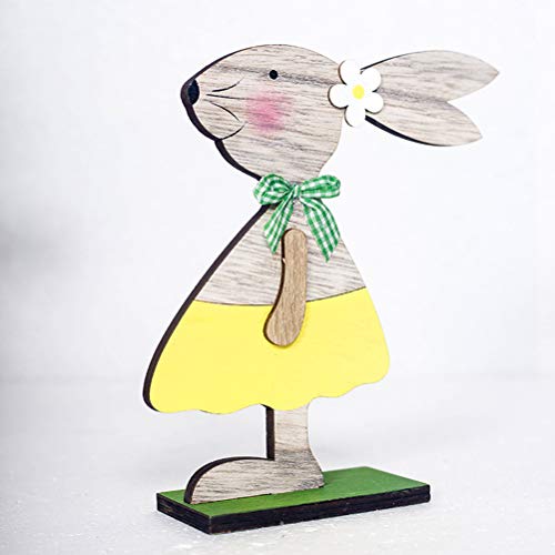 BESTOYARD Coniglio di Pasqua in Legno Ornamento Coniglietti Artigianato 2pcs - 4