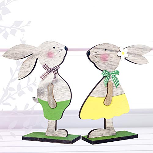 BESTOYARD Coniglio di Pasqua in Legno Ornamento Coniglietti Artigianato 2pcs - 5