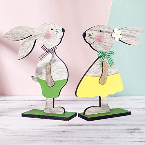 BESTOYARD Coniglio di Pasqua in Legno Ornamento Coniglietti Artigianato 2pcs - 7