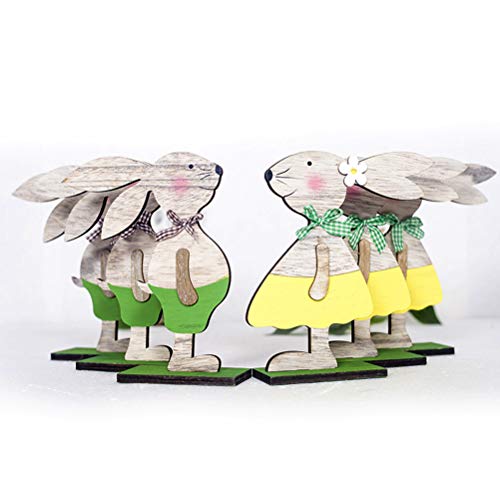 BESTOYARD Coniglio di Pasqua in Legno Ornamento Coniglietti Artigianato 2pcs - 8