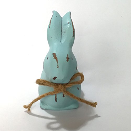 Demino 3D Legno Bunny Buona Pasqua Coniglio Sveglio Table Desk Regalo Toy Decor Ornamenti per Bambini con la Corda Casa Blu - 5