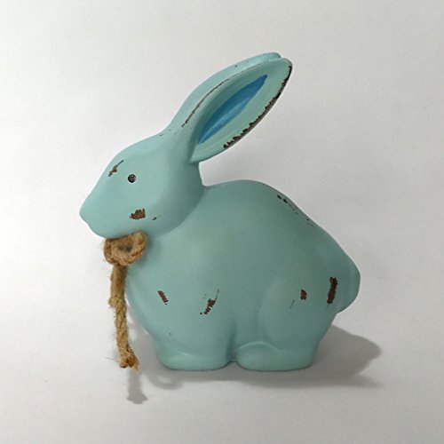 Demino 3D Legno Bunny Buona Pasqua Coniglio Sveglio Table Desk Regalo Toy Decor Ornamenti per Bambini con la Corda Casa Blu - 6