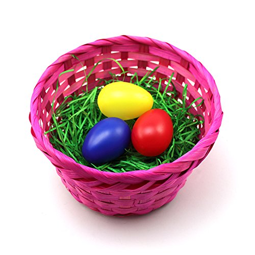 COM-FOUR® Set da 6 Pezzi e Set da Regalo per Pasqua, cesti Colorati, Erba Pasquale e Sacchetti Regalo (06 Pezzi – Cestino con Sacchetto) - 8