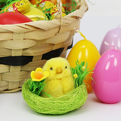 COM-FOUR® 4 Pulcini ciniglia Seduto in Un Nido, Decorazione per la Pasqua (04 Pezzi – Pulcini nel Nido) - 2