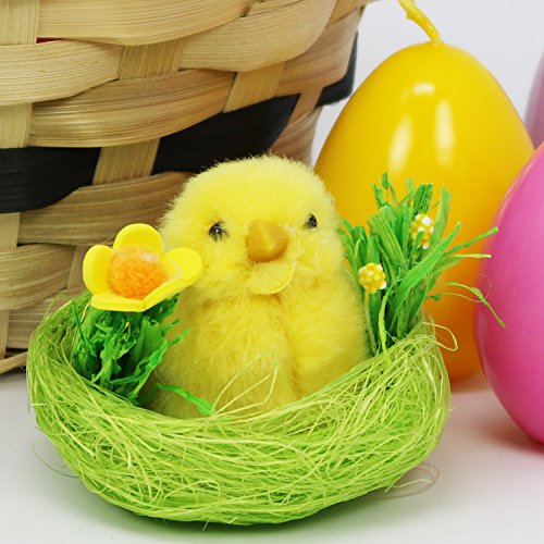 COM-FOUR® 4 Pulcini ciniglia Seduto in Un Nido, Decorazione per la Pasqua (04 Pezzi – Pulcini nel Nido) - 3
