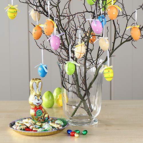 COM-FOUR® 24 Uova di Pasqua con Gancio di Nastro di Seta, Colorate Decorazioni pasquali [Selezione Varia] (24 Pezzi – Mix 2) - 2