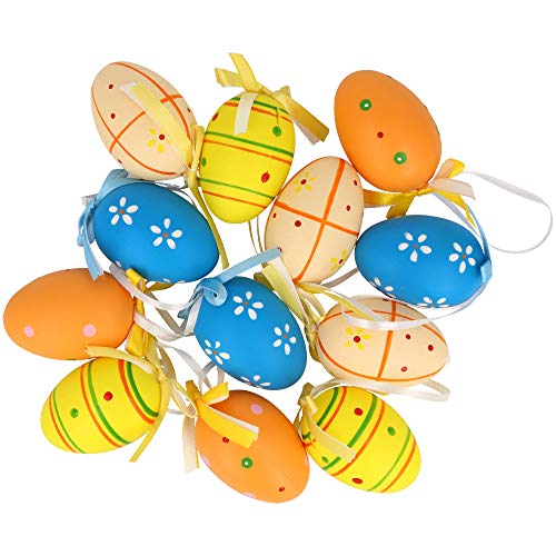 COM-FOUR® 24 Uova di Pasqua con Gancio di Nastro di Seta, Colorate Decorazioni pasquali [Selezione Varia] (24 Pezzi – Mix 2) - 4