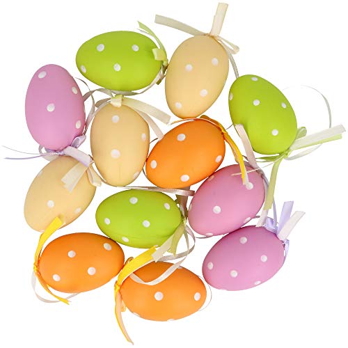 COM-FOUR® 24 Uova di Pasqua con Gancio di Nastro di Seta, Colorate Decorazioni pasquali [Selezione Varia] (24 Pezzi – Mix 2) - 5