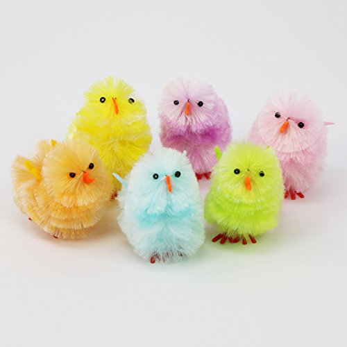COM-FOUR® 18 Pulcini ciniglia in Diverse Misure, Decorazione per Pasqua in Colori Vivaci (018 Pezzi – Pulcini Colorati) - 4