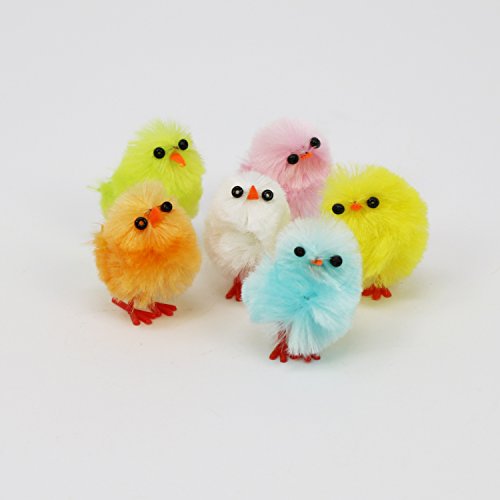 COM-FOUR® 18 Pulcini ciniglia in Diverse Misure, Decorazione per Pasqua in Colori Vivaci (018 Pezzi – Pulcini Colorati) - 5