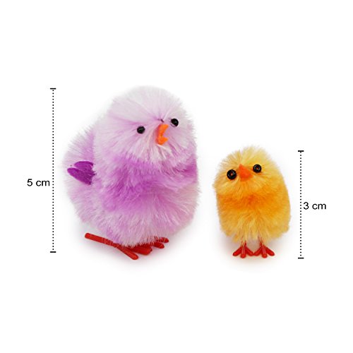 COM-FOUR® 18 Pulcini ciniglia in Diverse Misure, Decorazione per Pasqua in Colori Vivaci (018 Pezzi – Pulcini Colorati) - 7