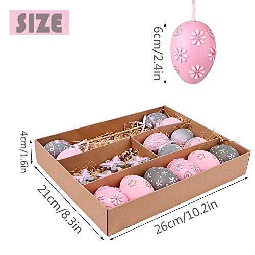 Victor’s Workshop Uovo di Pasqua Pezzi 18 Pasqua Decorazoni in plastica da 5/6 cm per la Decorazione Primaverile – Pink/Grigio - 3