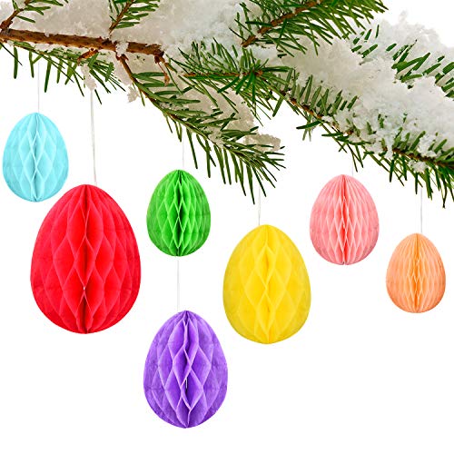 Zhehao 10 Pezzi Pasqua Carta Nido d’Ape Coniglio Pulcino Uovo Nido d’Ape Decorazioni Primavera Appeso Palle Nido d’Ape per Festa Decor - 3