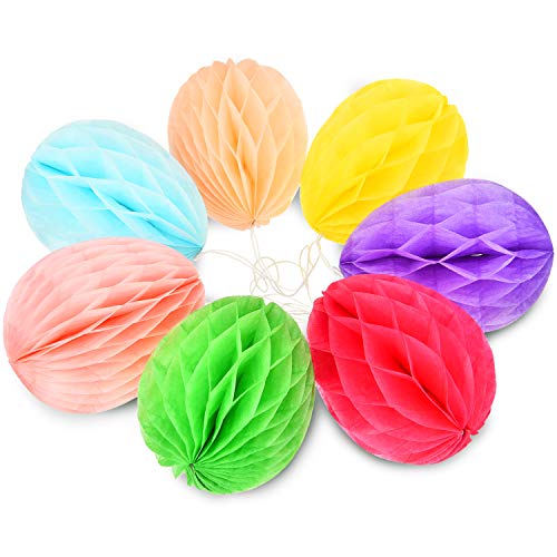 Zhehao 10 Pezzi Pasqua Carta Nido d’Ape Coniglio Pulcino Uovo Nido d’Ape Decorazioni Primavera Appeso Palle Nido d’Ape per Festa Decor - 7