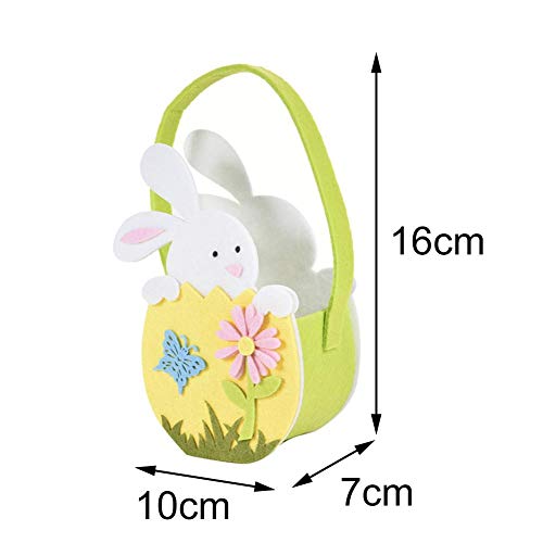 haodene Borse pasquali Rabbit Ears Design con Fiore Candy Bag Articoli per Feste di Pasqua Borsa Tote Bomboniere Regali per Bambini Blue Pink - 2