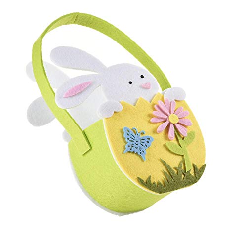 haodene Borse pasquali Rabbit Ears Design con Fiore Candy Bag Articoli per Feste di Pasqua Borsa Tote Bomboniere Regali per Bambini Blue Pink - 3