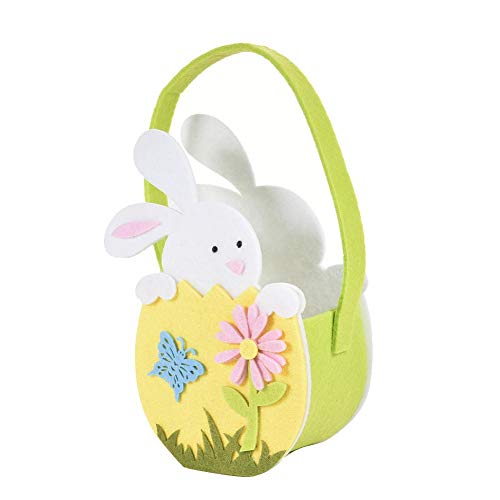 haodene Borse pasquali Rabbit Ears Design con Fiore Candy Bag Articoli per Feste di Pasqua Borsa Tote Bomboniere Regali per Bambini Blue Pink - 5