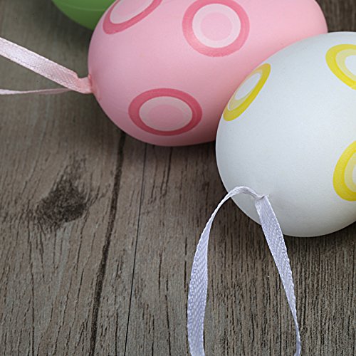 Naler 12pcs plastica Colorata Easter Egg Falso Uovo con impiccagione cordone Loop Serie per Bambini Dono Giocattolo Pasqua Festa Decorazione a casa - 4