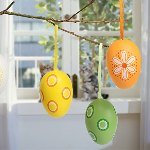 Naler 12pcs plastica Colorata Easter Egg Falso Uovo con impiccagione cordone Loop Serie per Bambini Dono Giocattolo Pasqua Festa Decorazione a casa - 5