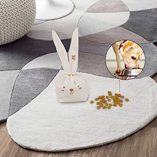 KAKOO 100pezzi Sacchetti di camelle con Forma del Coniglio Sacchetti multioso di Biscotto Frutta Regalo Artigianato con 100pezzi gancetto Dorato per Festa Campeggio Compleanno - 4
