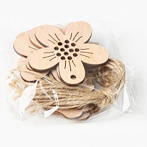Wovemster Decorazioni Pasquali – JM01126 Coniglio e Fiori In Legno, Ciondolo Stile Nordico Decorazioni per La Casa 8 Pezzi/Pacco - 4