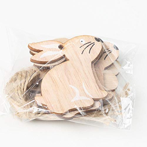 Wovemster Decorazioni Pasquali – JM01126 Coniglio e Fiori In Legno, Ciondolo Stile Nordico Decorazioni per La Casa 8 Pezzi/Pacco - 6