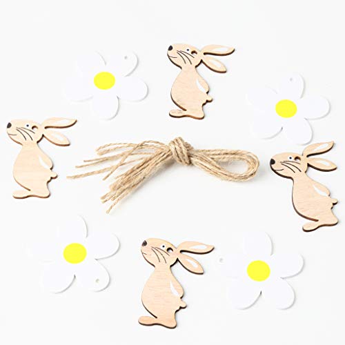 Mmnas – 8 decorazioni pasquali in legno a forma di coniglio, decorazioni per scrapbooking - 3