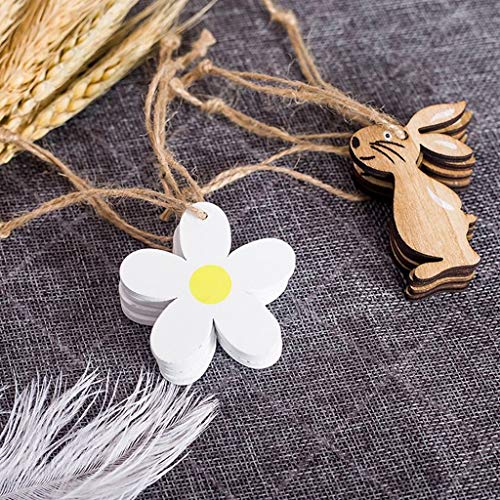 Mmnas – 8 decorazioni pasquali in legno a forma di coniglio, decorazioni per scrapbooking - 5